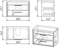 Grossman Мебель для ванной Реал 80 подвесная бетон Арья/веллингтон – фотография-9